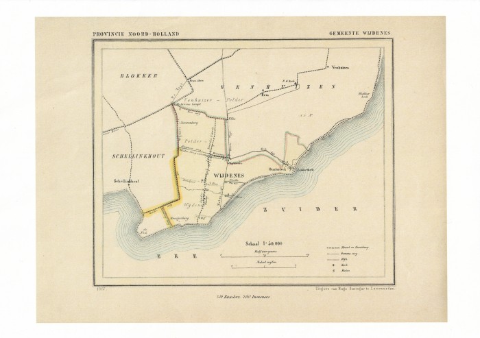 Historisch kaartblad met grasdijk