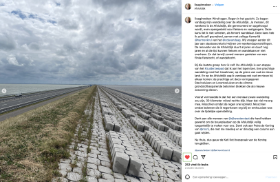 Lisa van Ginneken Instagram over de weekendopenstelling Afsluitdijk