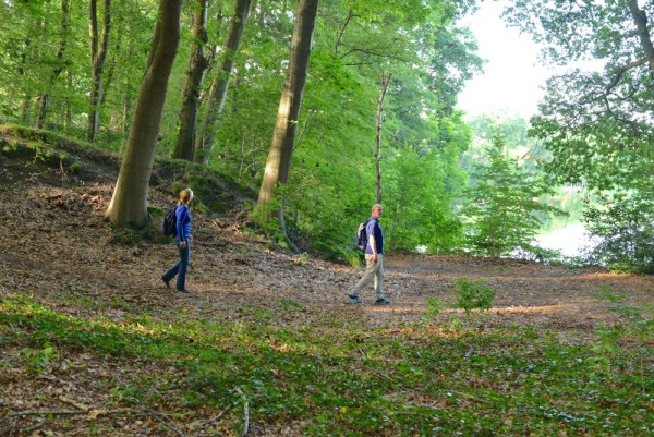 Wandelaars bij plas Tynaarlo