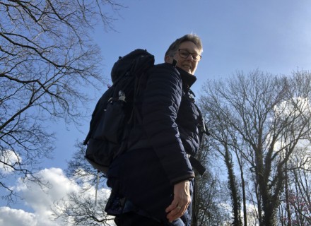 Wandelaars op een brug op het Biesboschpad