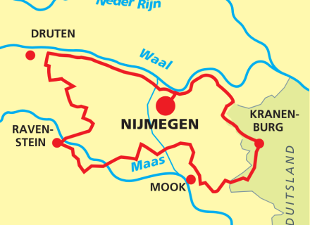 Kaart van het Streekpad Rijk van Nijmegen © Marijn Bosma - Wandelnet